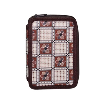 Penar cu trei fermoare, cu flori, maro Penar cu trei fermoare, cu flori, maro