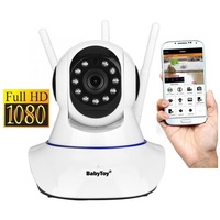 set baby monitor wireless babytoy ic-01  monitorizare video audio bebelusi  vedere nocturna sunet bidirectional functie push to talk rotire automata full hd 2mp 19201080 senzor miscare alb imagen 35_0_
0