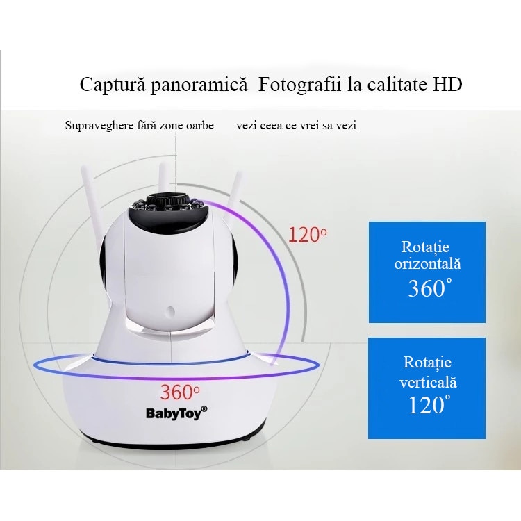 Baby Monitor Wireless BabyToy™ iC01 3MP FullHD, Monitorizare Video