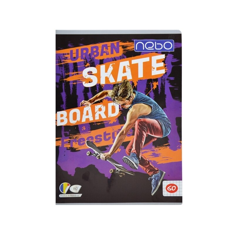 Caiet A4 60 file pentru scoala, Urban Skateboard