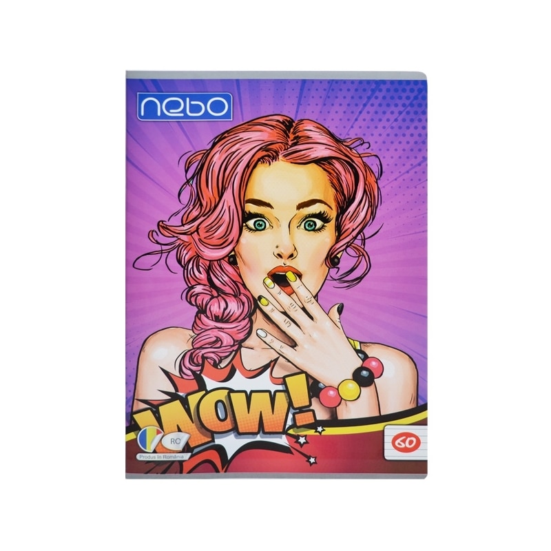 Caiet pentru scoala, BNW, model WOW, A4 60 file