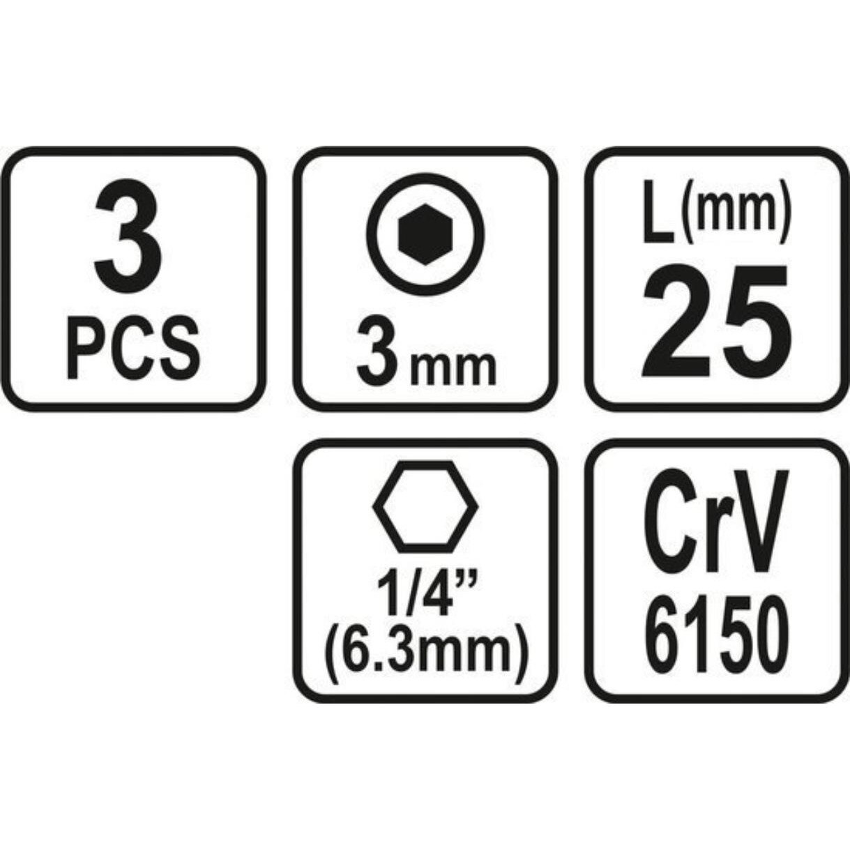 Bit de impact 25mm hex h3 3 set - eMAG.ro