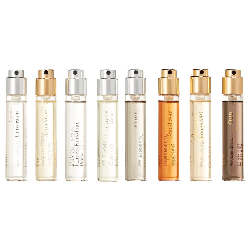 Set Maison Francis Kurkdjian, Discovery Collection, Barbati: Aqua Universalis, 11ml + Amyris home, 11ml + Masculin Pluriel, 11ml + Grand Soir, 11ml + Gentle Fluidity Gold, edition, 11ml + Baccarat Rouge 540, 11ml + OUD, 11ml