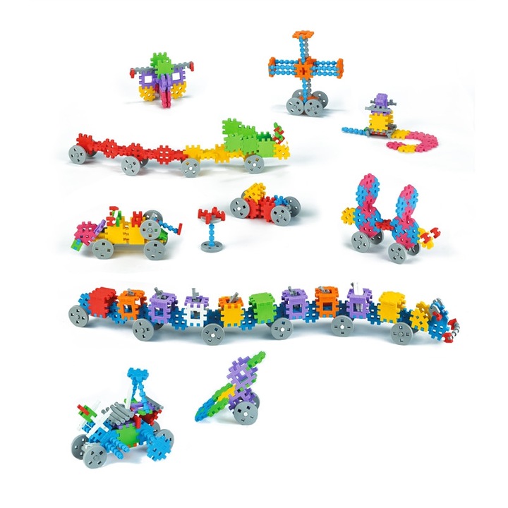 Marioinex Mini Waffle Konstruktor Építőkészlet, többféle építési lehetőség, 300 db, 3,5x3,5 cm, többszínű