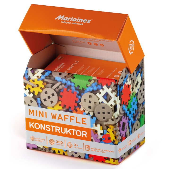 Set de constructie, Mini Waffle Konstruktor, Posibilitati Multiple de Construire, 300 Piese, 3.5x3.5 CM, Multicolor