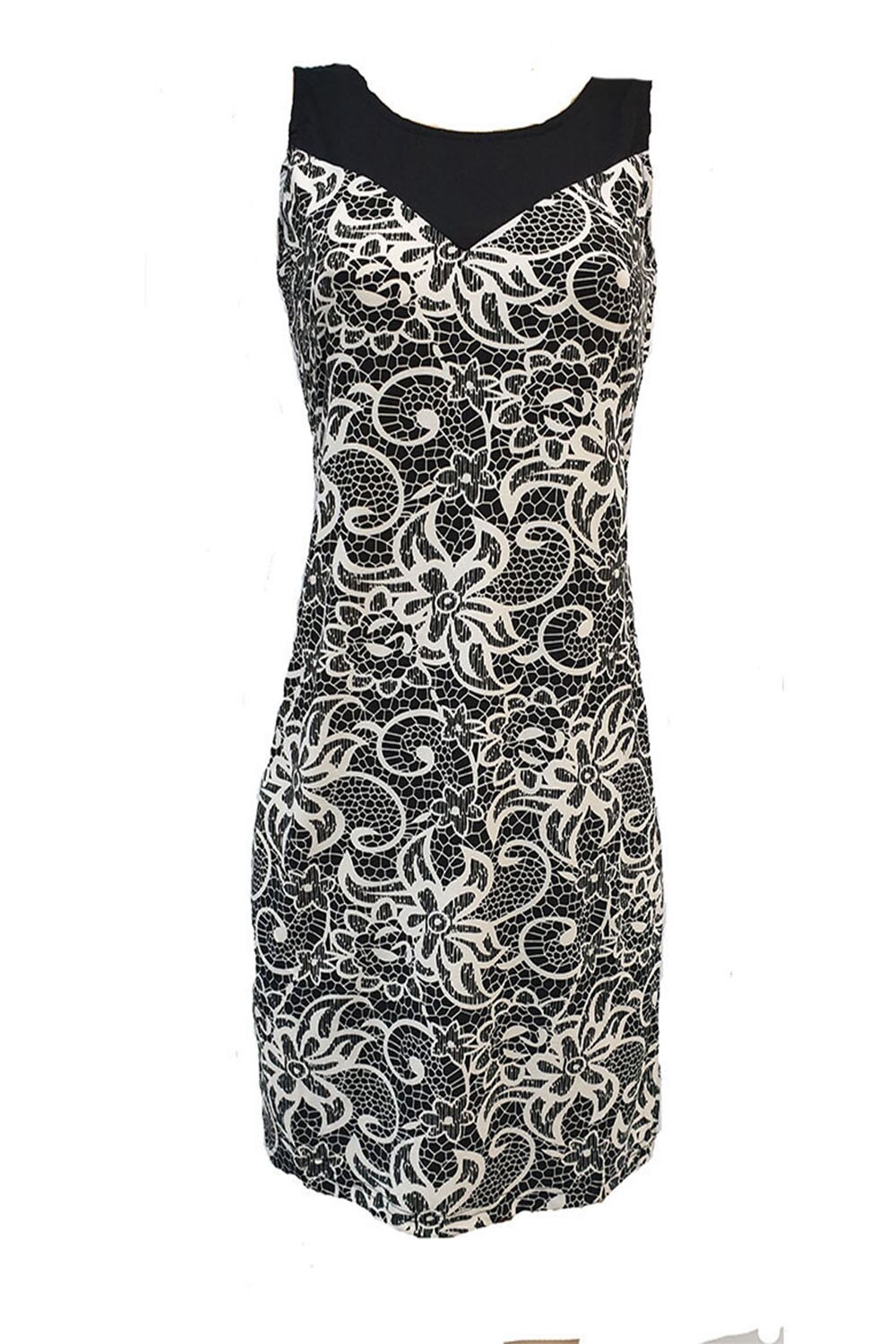 Rochie de zi neagra cu imprimeuri florale SMASH marime M EU, material poliester