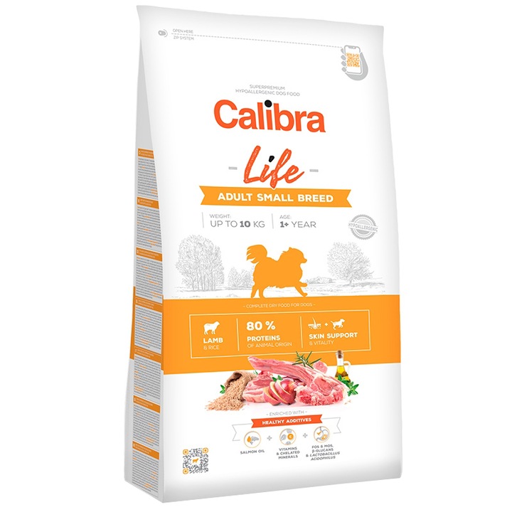 Hrana uscata pentru caini Calibra Life Adult Small, Miel, 6Kg