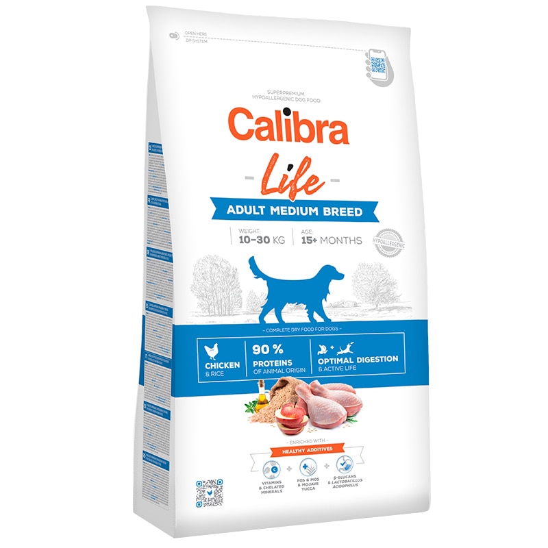Hrana uscata pentru caini Calibra Life Adult Medium, Pui, 2.5Kg