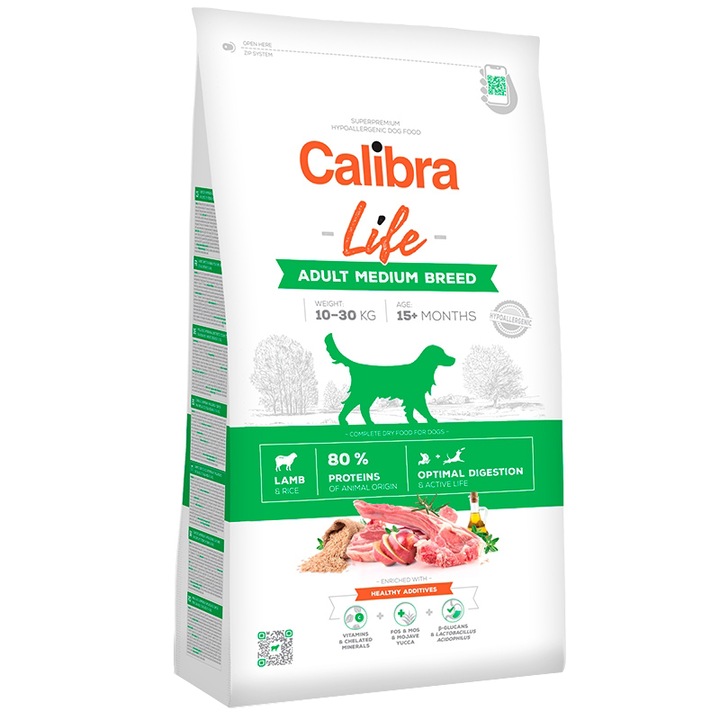 Calibra Life Adult Medium Száraz kutyaeledel, bárányhús, 2.5 kg