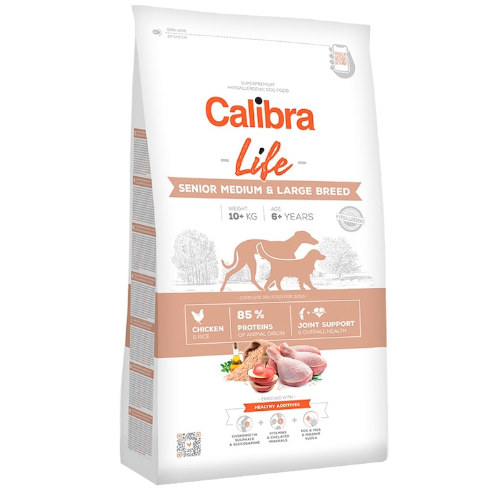 Hrana uscata pentru caini Calibra Life Senior Medium & Large, Pui, 12Kg