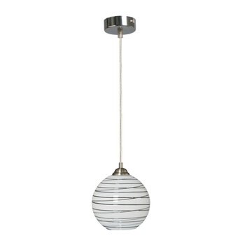 Pendul Klausen Ball Sp1, Alb/Crom, KL 0793, E27, 1x11 W Pendul Klausen Ball Sp1, Alb/Crom, KL 0793, E27, 1x11 W