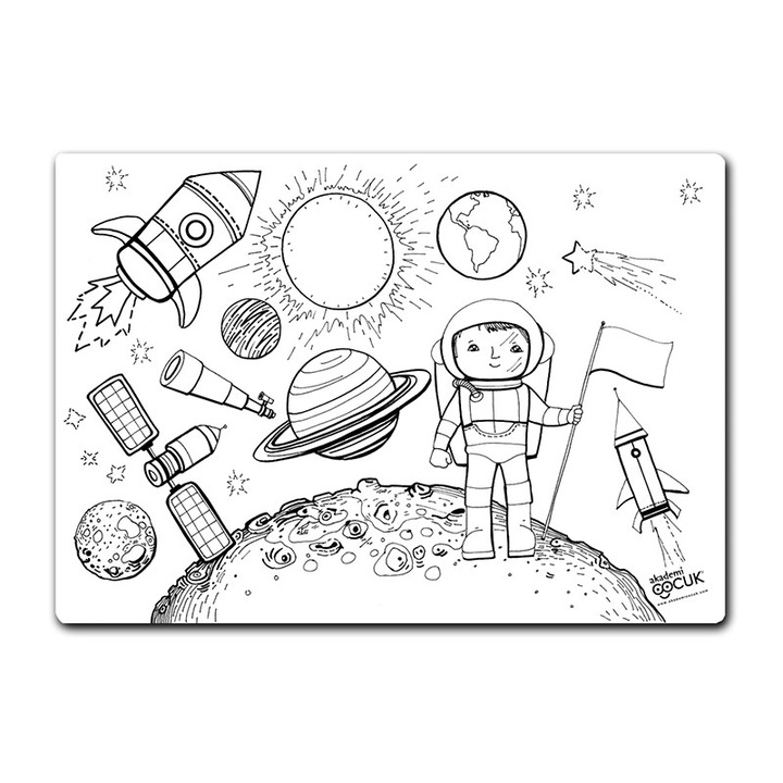Plansa pentru colorat, reutilizabila, spatiu, 48 X 33.5 cm