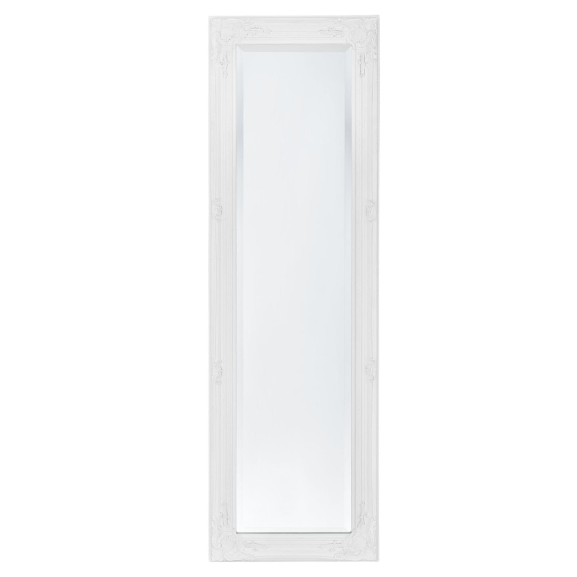 Oglinda de perete Livorno W, en.casa, 132 x 42 x 3,5 cm, lemn, alb