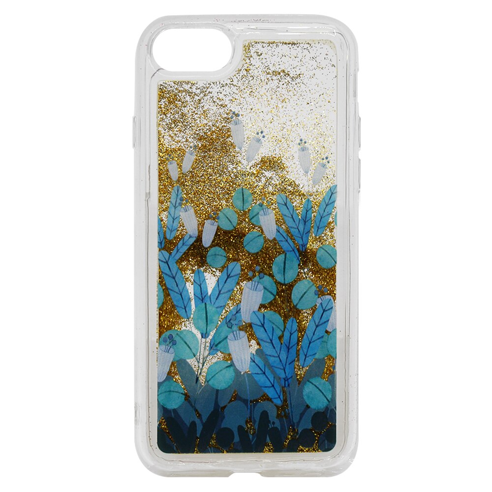 Carcasa Lemontti Liquid Sand pentru iPhone 8 / 7, Blue Flowers