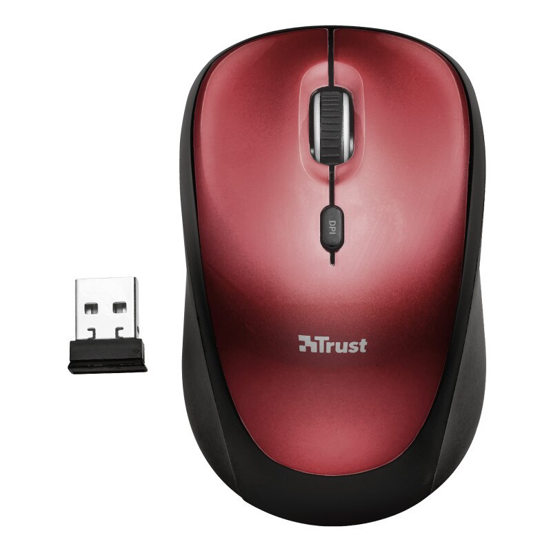 Mouse Optic Trust Yvi, USB Wireless, Rosu