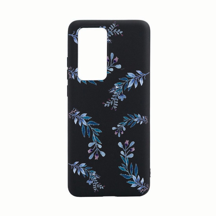 Husa Huawei P40, Blue Flower, rezistenta la uzura, anti-alunecare, din silicon Premium, B116