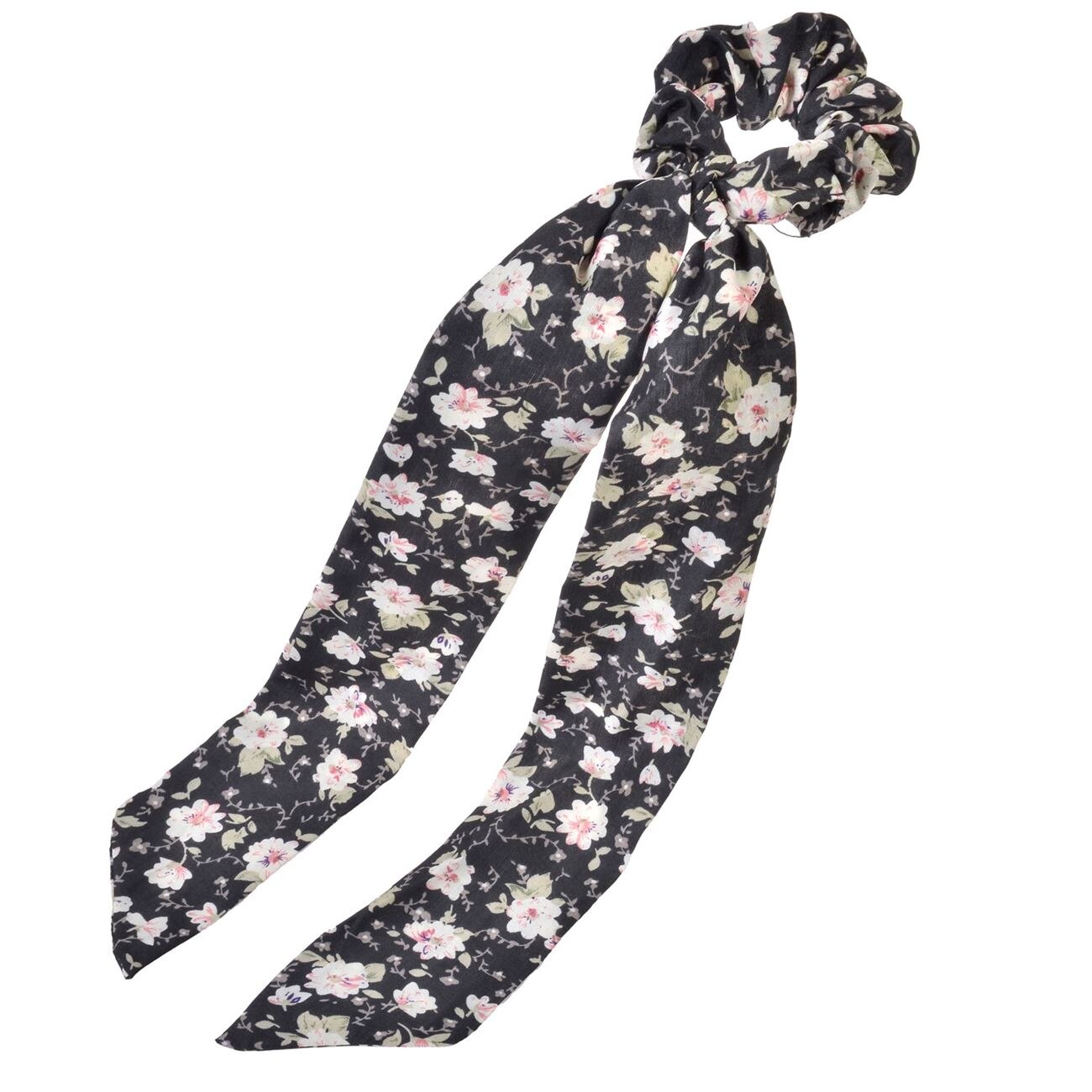 Elastic de par, Zola®, negru, model floral, cu panglica