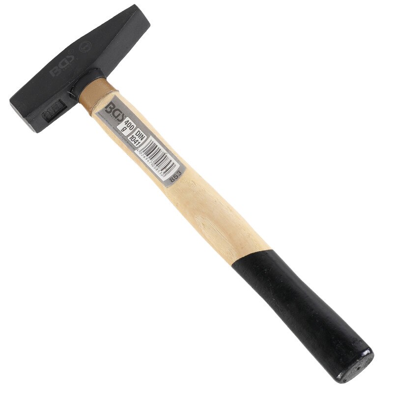 Ciocan pentru lacatuserie, standard TUV/GS, cu cap negru, satinat de 400 g si maner din lemn vopsit negru pe 1/3 din lungime