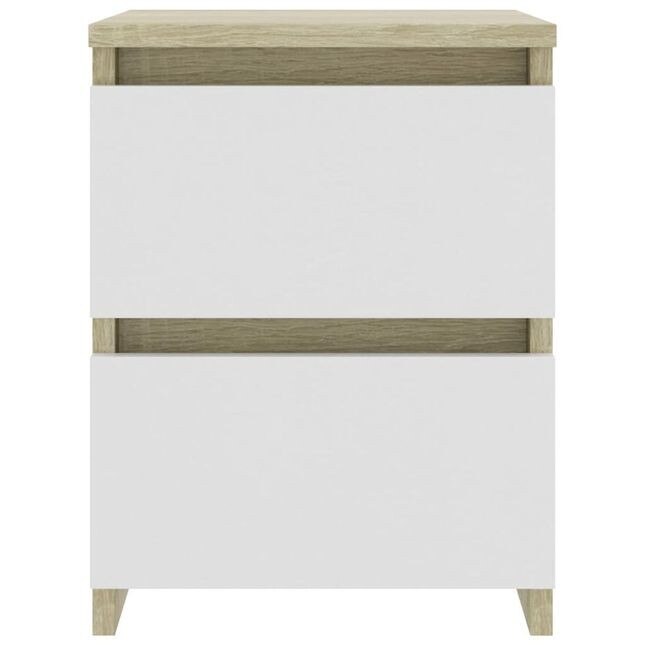 Noptiera, alb si stejar sonoma, 30 x 30 x 40 cm, PAL