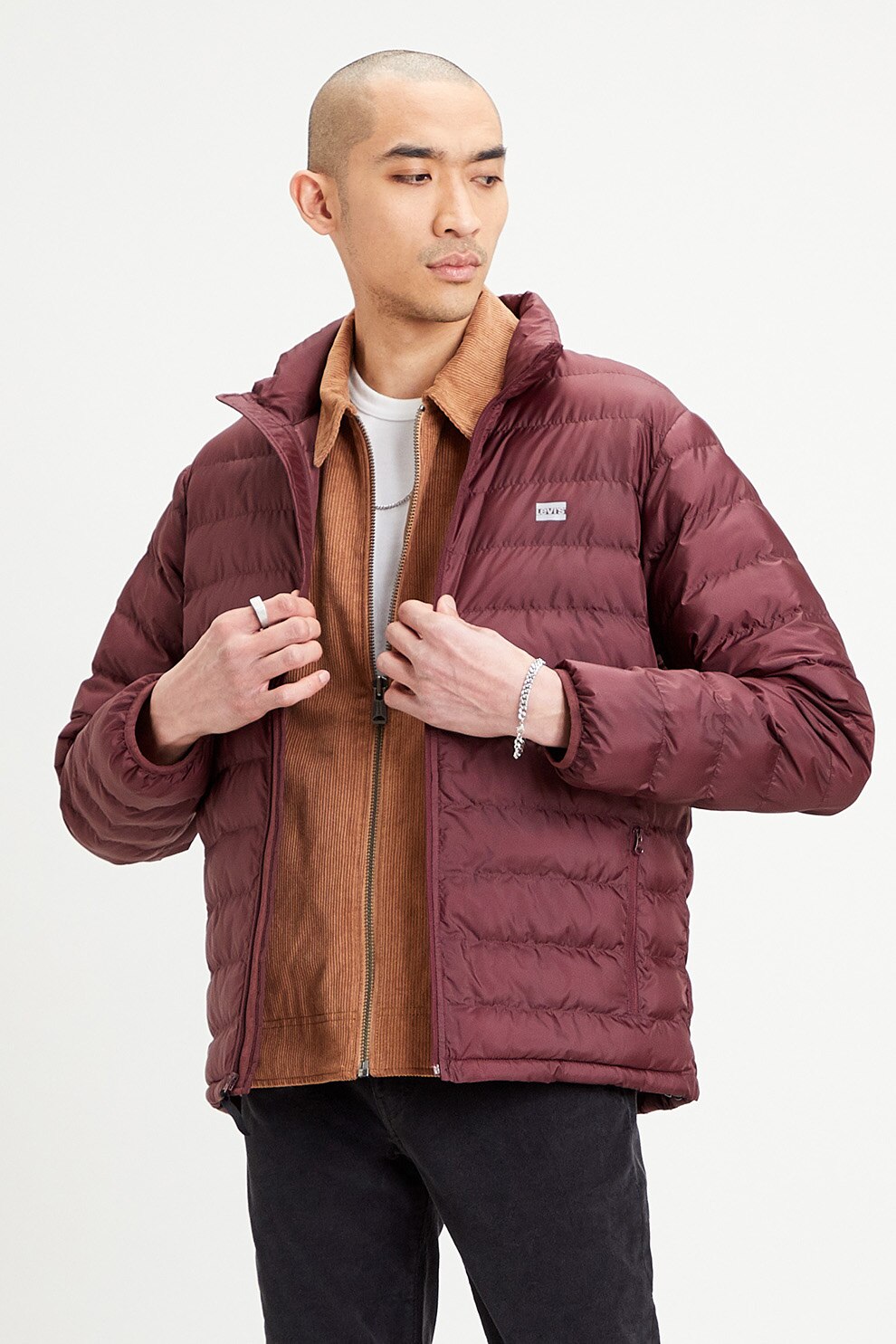 Levi's, Jacheta cu vatelina si guler scurt, Rosu Bordeaux