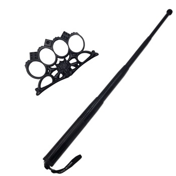 Set autoaparare baston telescopic din otel, 64 cm, 4 sectiuni, negru, husa piele si pumnal tip box, lup, 1 cm grosime, negru Set autoaparare baston telescopic din otel, 64 cm, 4 sectiuni, negru, husa piele si pumnal tip box, lup, 1 cm grosime, negru