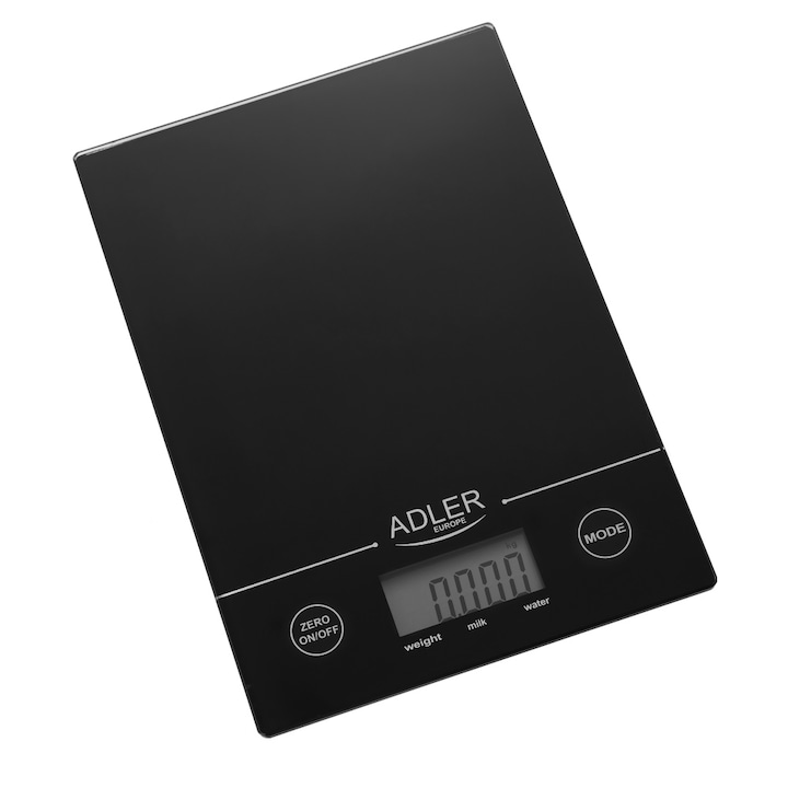 Кухненска везна Adler AD 3138b, 5 кг, LCD екран, ТАРА, Включена батерия, Черен