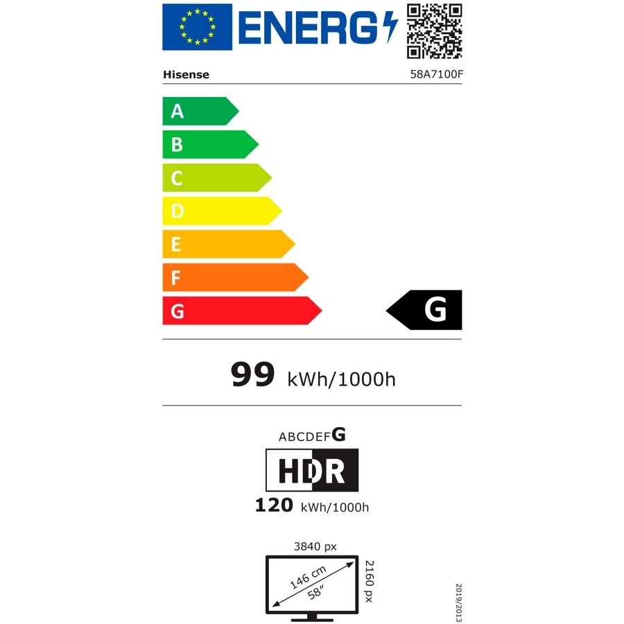 Televizor LED Hisense 147 cm 58A7100F, Smart Tv, Ultra HD 4K