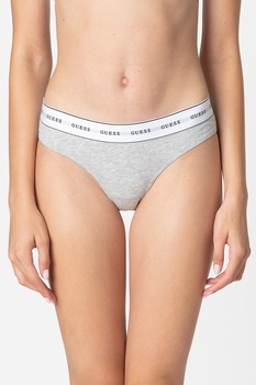 Guess, Chiloti cu banda in talie cu imprimeu logo, Gri Guess, Chiloti cu banda in talie cu imprimeu logo, Gri