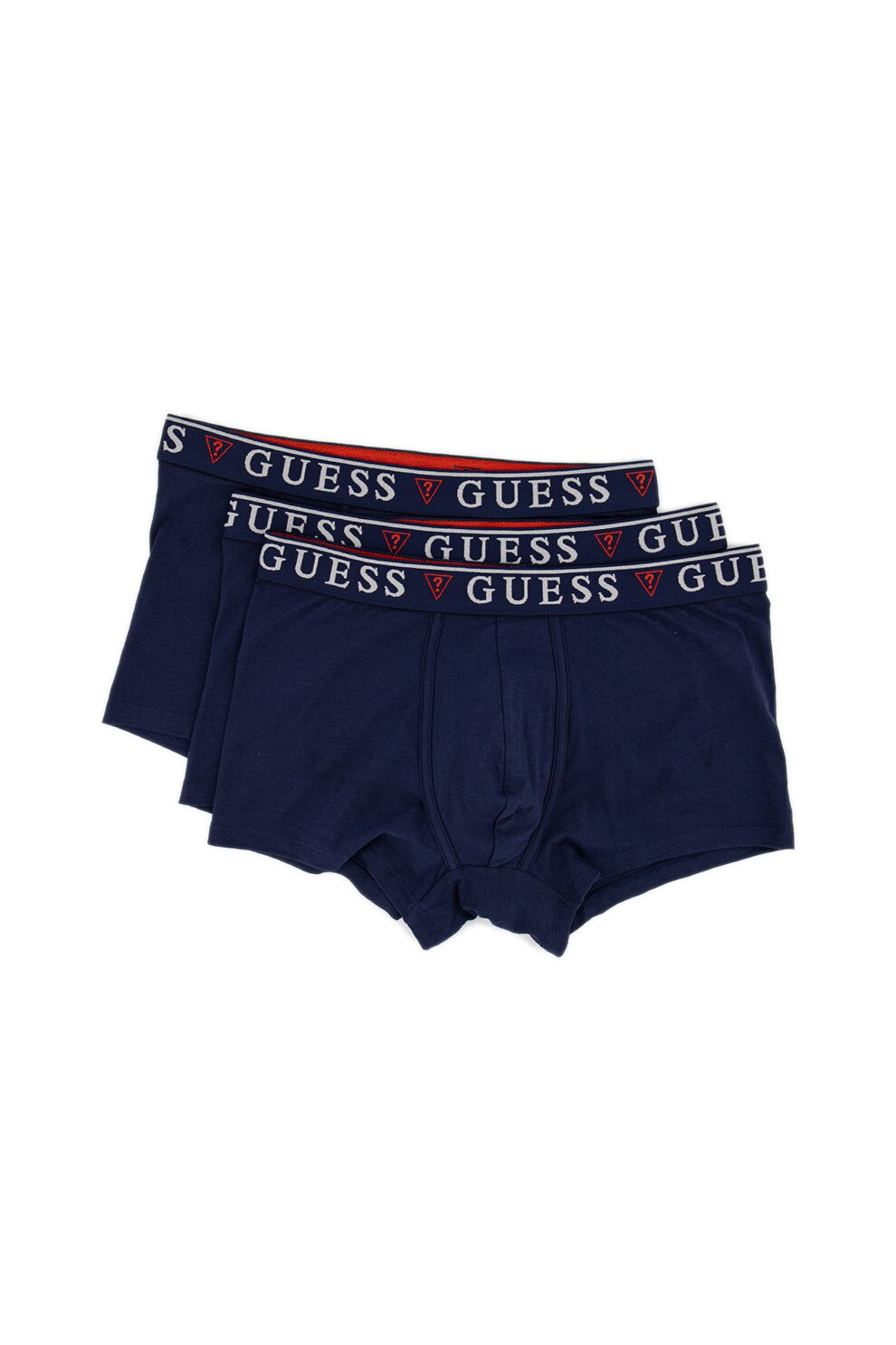 Guess, Set de boxeri cu banda logo in talie - 3 perechi, Bleumarin/Gri deschis