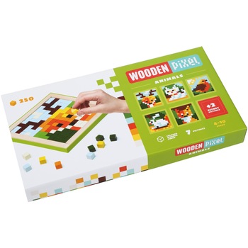 Mozaic din lemn cu pixeli, Cubika, Animale, 250 piese Mozaic din lemn cu pixeli, Cubika, Animale, 250 piese