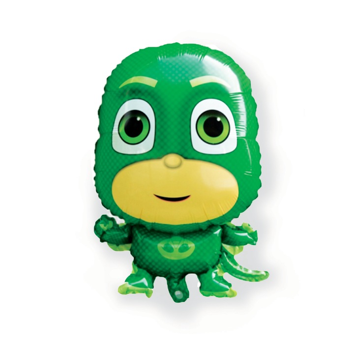 Sopi fóliás lufi karakter, Hősök pizsamában, 65x45 cm, zöld