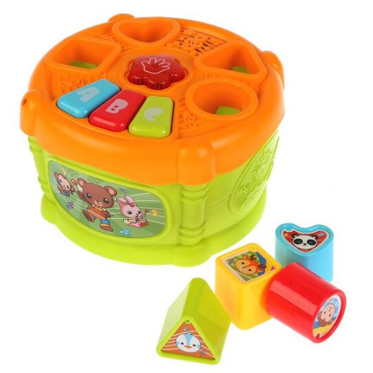 Toba interactiva pentru bebe cu lumini, sunete si functie de sortator cu cuburi