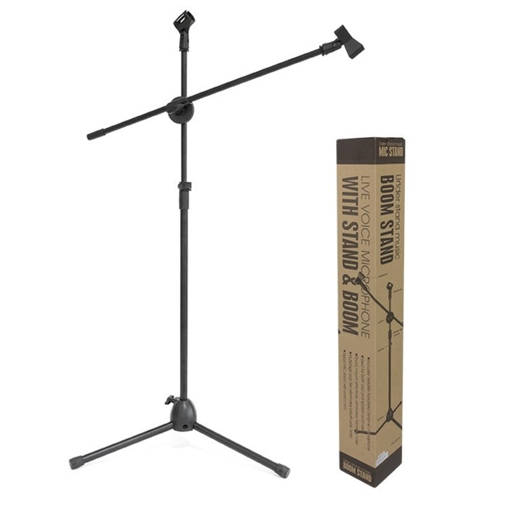 Stativ pentru microfon profesional din otel, trepied cu inaltime reglabila, inaltime 182 cm