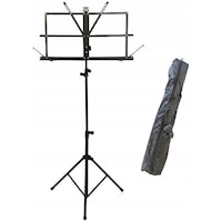 Stativ pentru partituri cu husa inclusa, reglabil pe inaltime, otel, culoare Negru