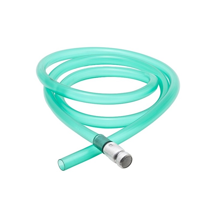 Furtun de combustibil cu filtru (sorb) pentru alimentarea sau golirea rezervorului oricarui autovehicul, motocicleta, etc., dimensiuni 16 mm-250 cm, culoare verde transparent