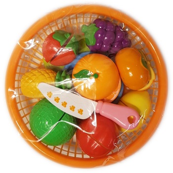 Set jucarii pentru copii cos tip cu fructe de taiat, 12 piese WP3502-B RCO® Set jucarii pentru copii cos tip cu fructe de taiat, 12 piese WP3502-B RCO®