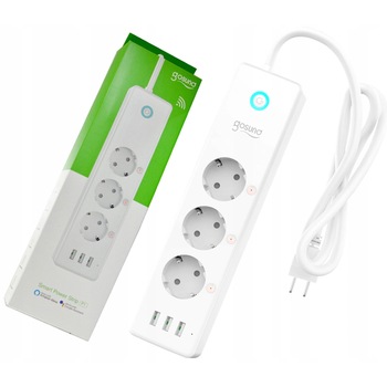 Prelungitor inteligent Gosund P1, Wireless, 3 prize, 3xUSB, 15W, 3A, intrerupator, 1.5 m, compatibil Alexa si Google Assistant, Android/iOS Prelungitor inteligent Gosund P1, Wireless, 3 prize, 3xUSB, 15W, 3A, intrerupator, 1.5 m, compatibil Alexa si Google Assistant, Android/iOS