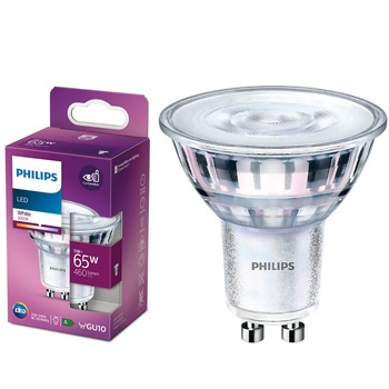 Bec LED Philips Classic, GU10, 5W (65W), 460 lm, A++, lumina alba (3000K) Bec LED Philips Classic, GU10, 5W (65W), 460 lm, A++, lumina alba (3000K)