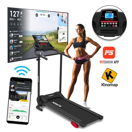 Banda de alergat electrica Orion TRAVEl J200, bluetooth, inclinare manuala, pliabila, greutate maxima suportata 100kg