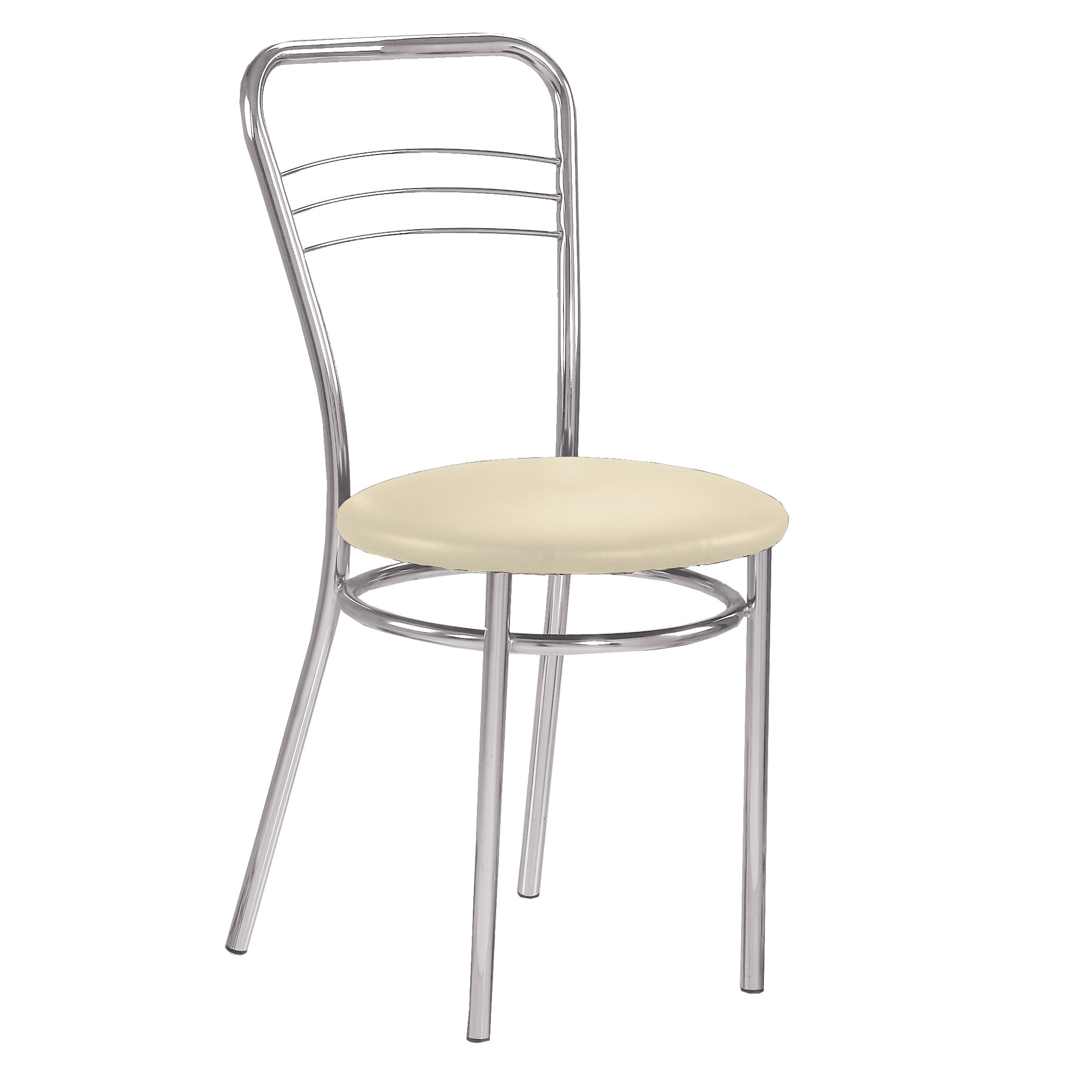 Scaun dining Argento, cadru cromat, piele ecologica, crem