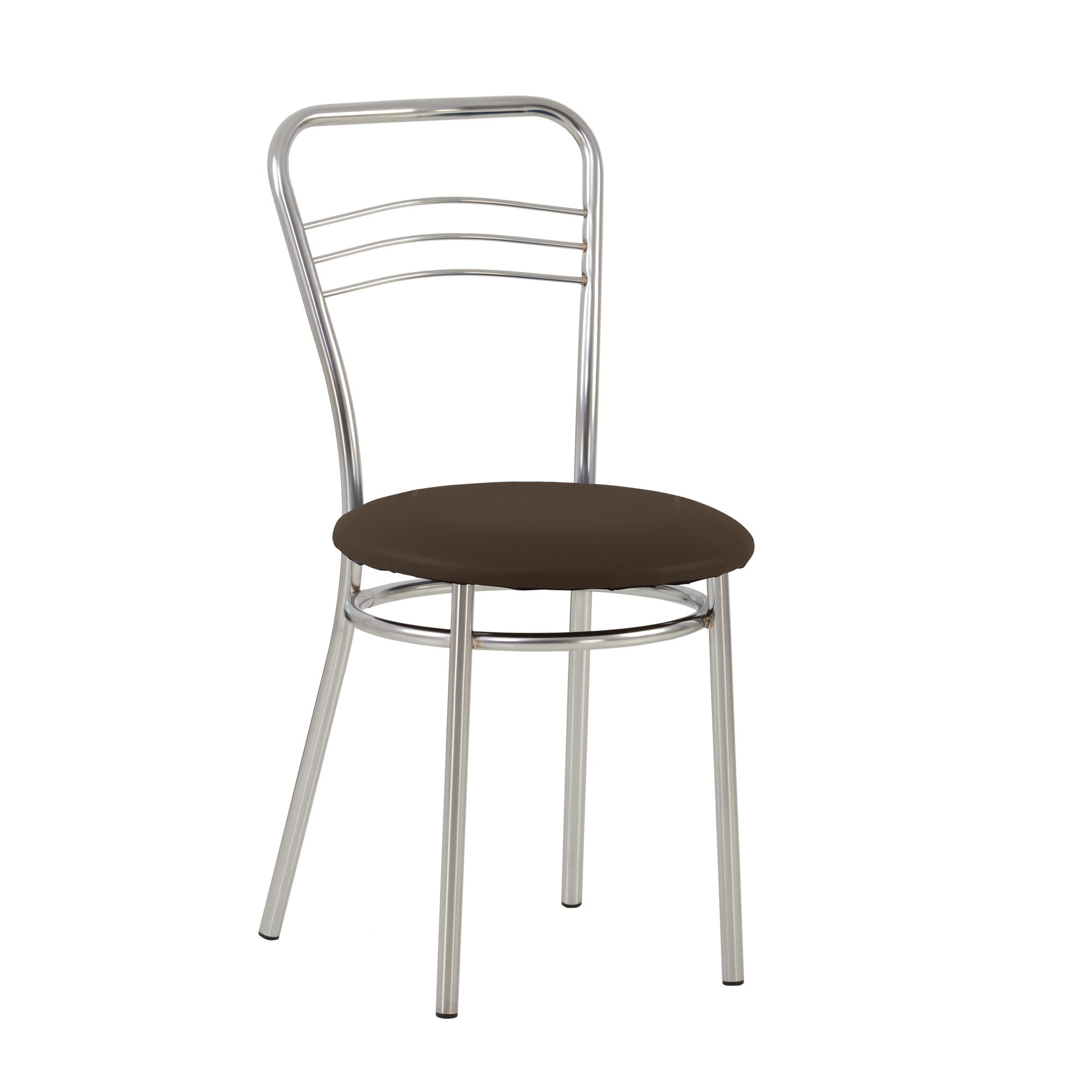 Scaun dining Argento, cadru cromat, piele ecologica, wenge