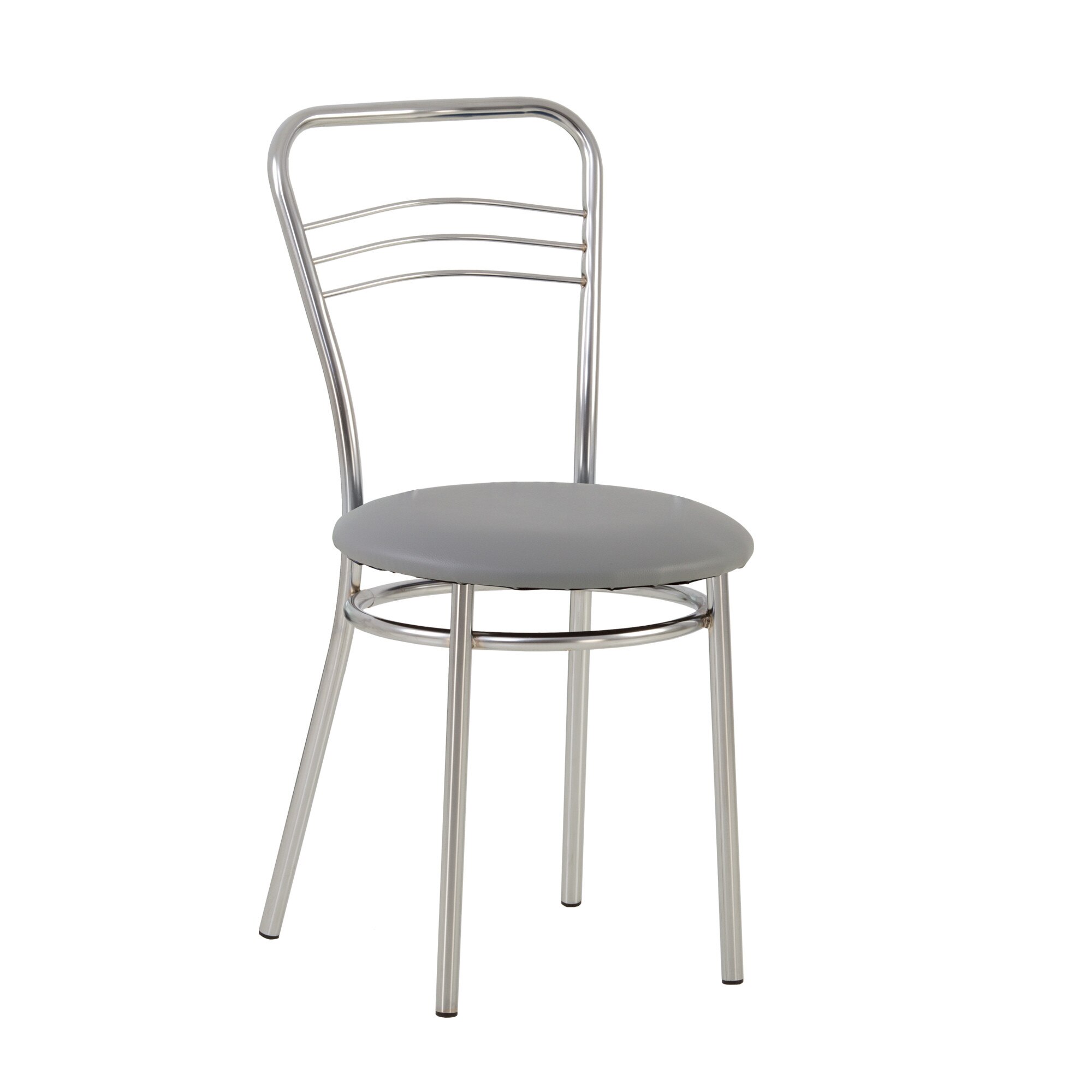 Scaun dining Argento, cadru cromat, piele ecologica, gri