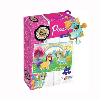Puzzle Grafix, 45 piese, Unicorn si Cal inaripat Puzzle Grafix, 45 piese, Unicorn si Cal inaripat