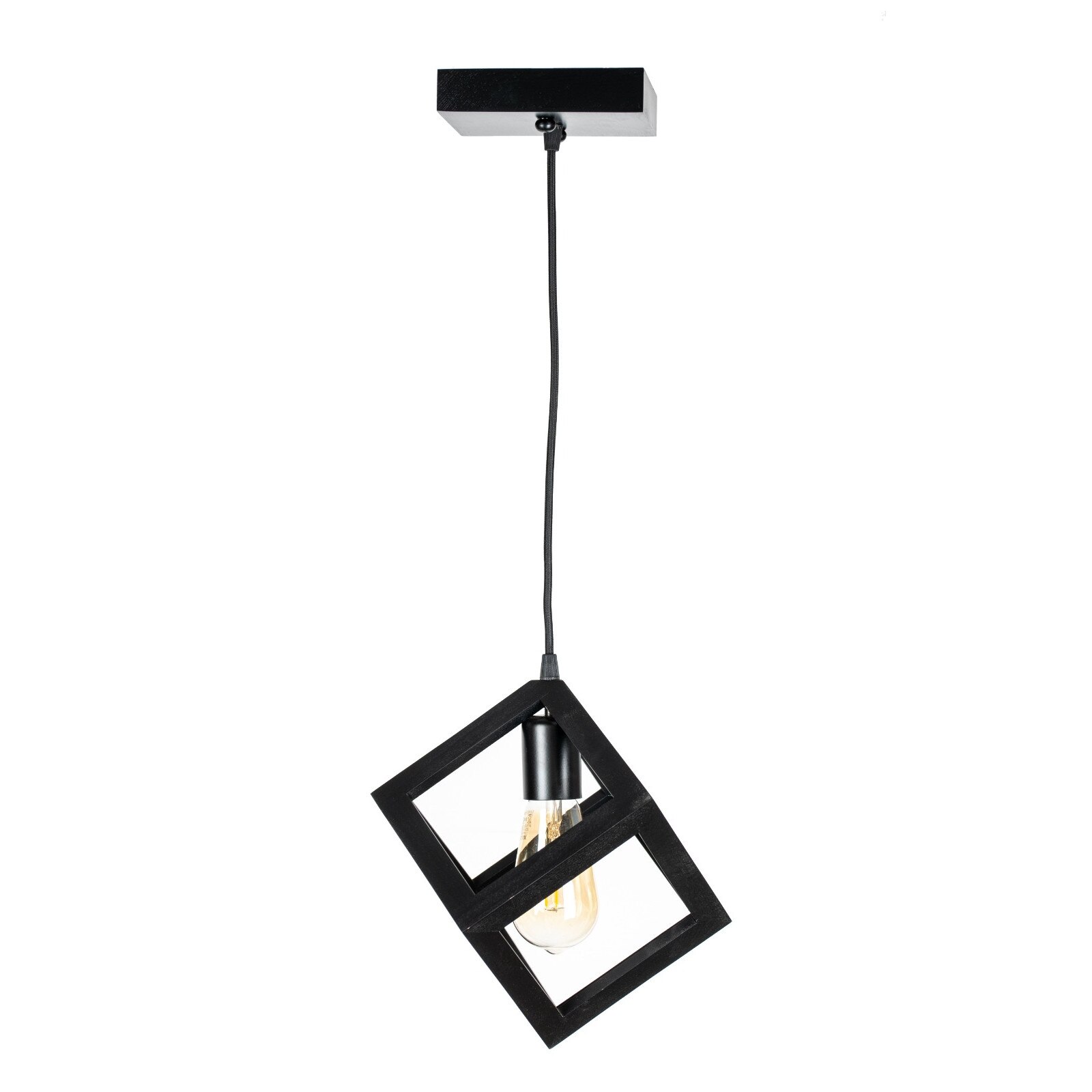 Pendul Cojom Kubus 1w, din lemn masiv, fag, 1 bec cu dulie E27, wenghe