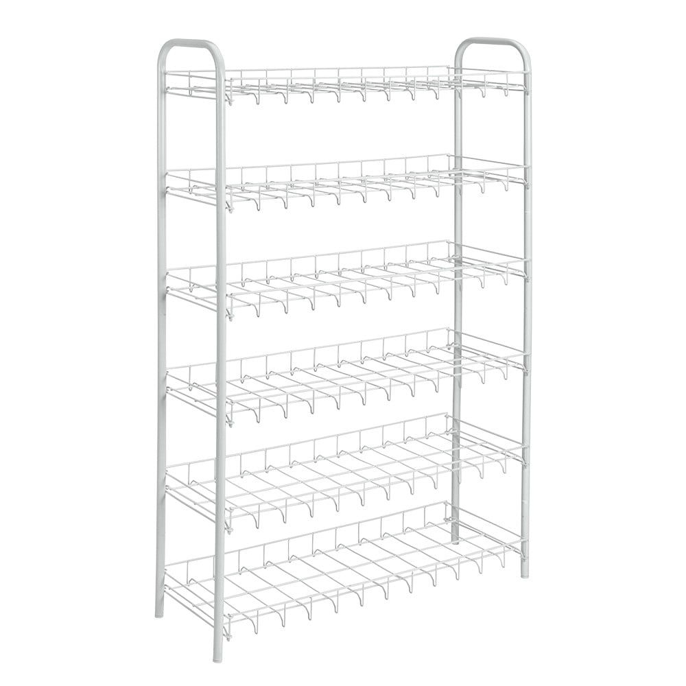 Suport, raft pentru pantofi cu 6 etaje, alb, 64x23x104 cm