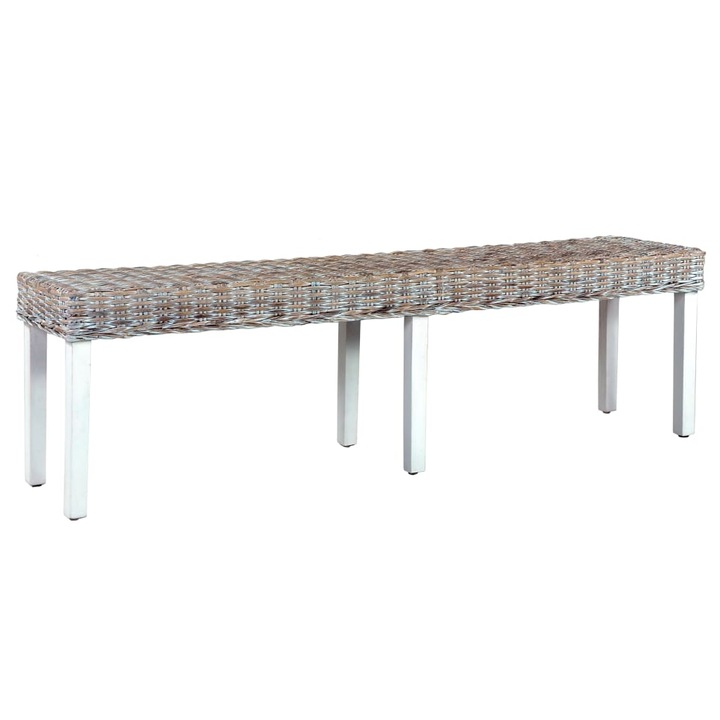 Пейка vidaXL, естествен ратан и манго масив, 160х35х45 см