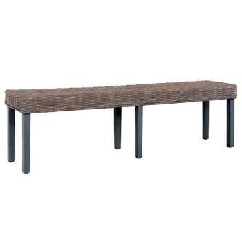 Banca cu 4 locuri, vidaXL, Ratan Kubu/Lemn de mango, 160 x 35 x 45 cm, Gri Banca cu 4 locuri, vidaXL, Ratan Kubu/Lemn de mango, 160 x 35 x 45 cm, Gri