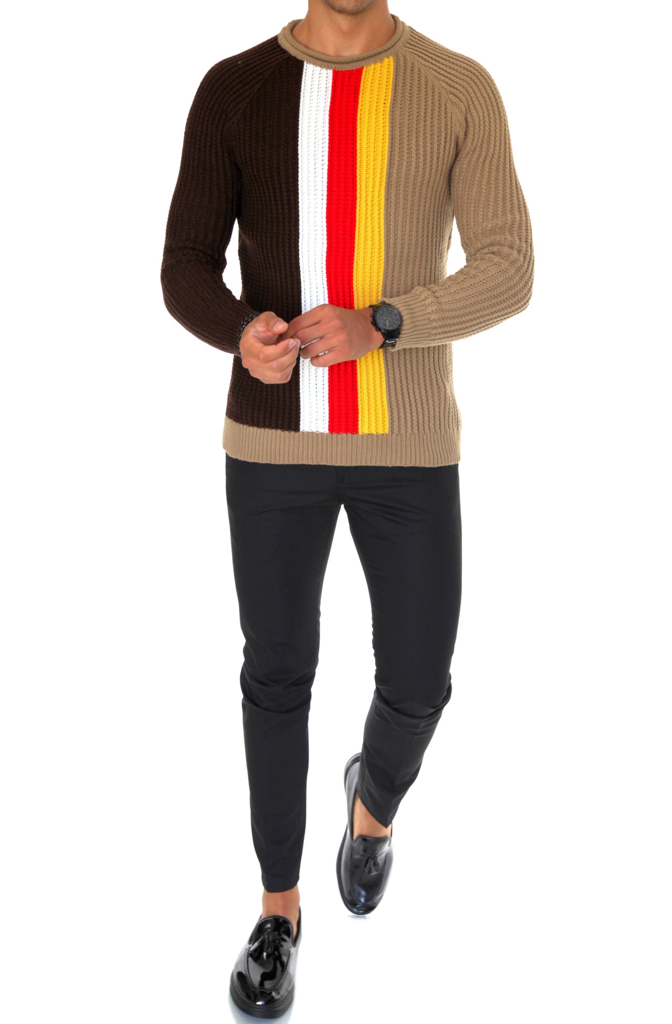 Pulover barbati, T3578, slim fit, gros, Maro