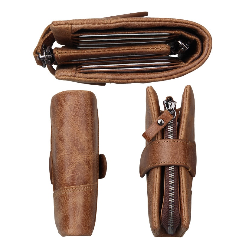 Portofel din piele, GOGOU, 130 x 90 x 30 mm, Maro