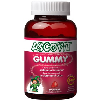 Supliment alimentar copii Ascovit Gummy, capsuni, 60 jeleuri Supliment alimentar copii Ascovit Gummy, capsuni, 60 jeleuri